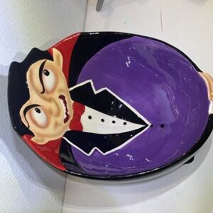 Large Dracula / Halloween Decor,  Candy, chips or goodies Ceramic Dish by UCP